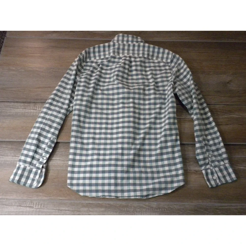 J. Crew Shirt Mens S Green‎ Gray Secret Wash Slim Plaid Button Down Coolmax Prep